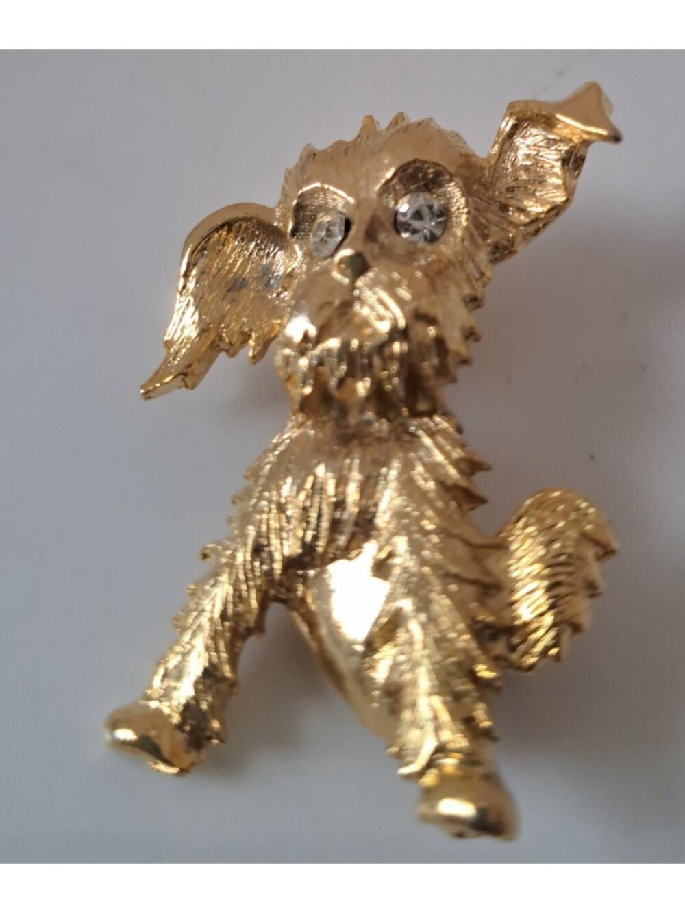 Vintage 1950S 60S Gold Tone Terrier Shaggy Dog Puppy Jewelry Pin Brooch